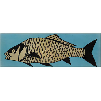 Mosaic House Moroccan tile Raad Carp L 23-11-6 Turquoise Beige Black  hand painted 